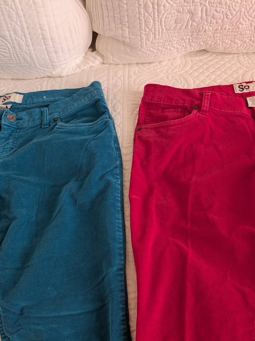 SO Teal & Red Corduroy Junior Size 15. 2 Pairs - Picture 3 of 8